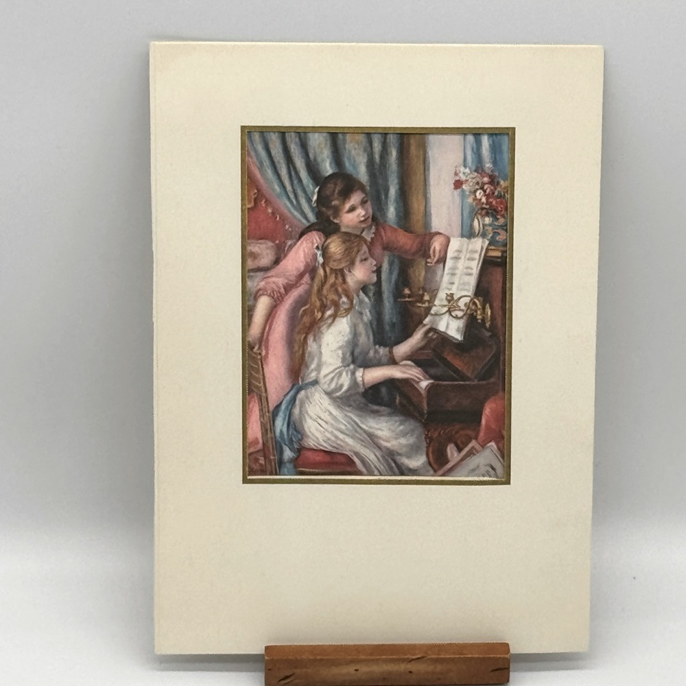 Vintage Art Print Card – Girls at the Piano (Fabric Mounted)